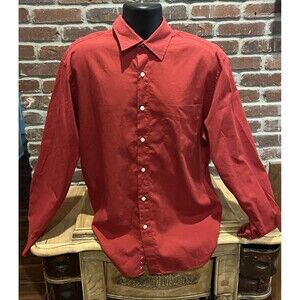 Men’s Red JCrew Long Sleeve Button Down Dress Shirt 16 16.5 Large